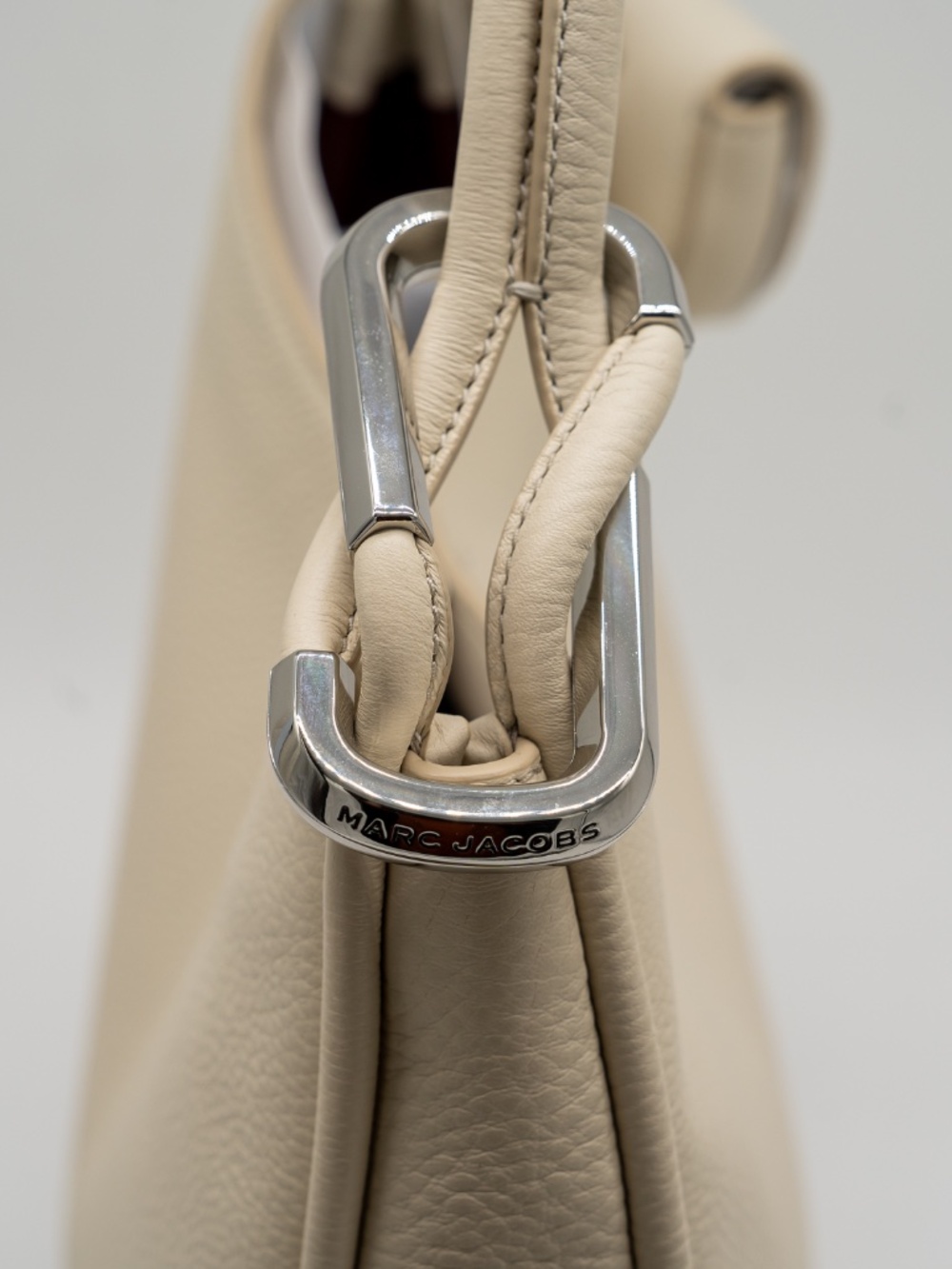 Marc Jacobs Leather Crescent Dual Hobo Large Shoulder Bag Cloud White - Picture 6 of 9